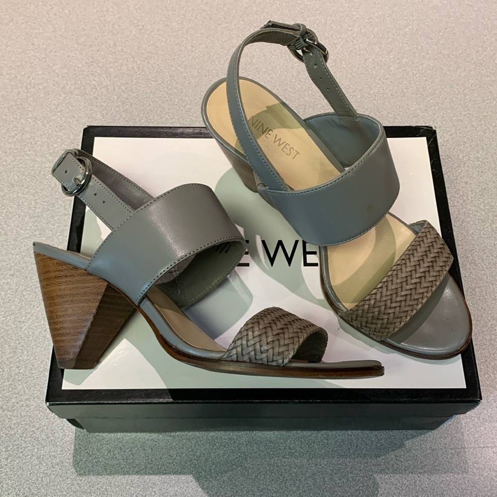 Nine West Gray and Brown Heeled Sandals